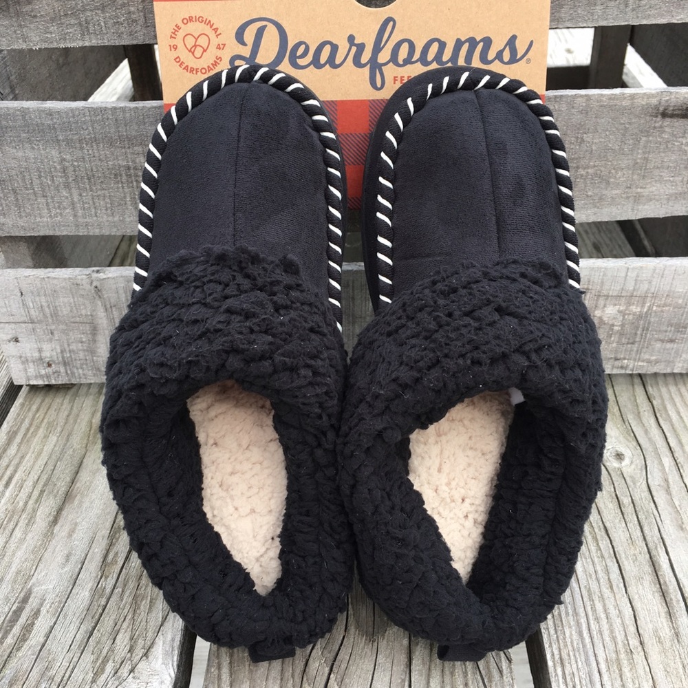 Dearfoam Sz S Black Microsuede Slippers! NEW!